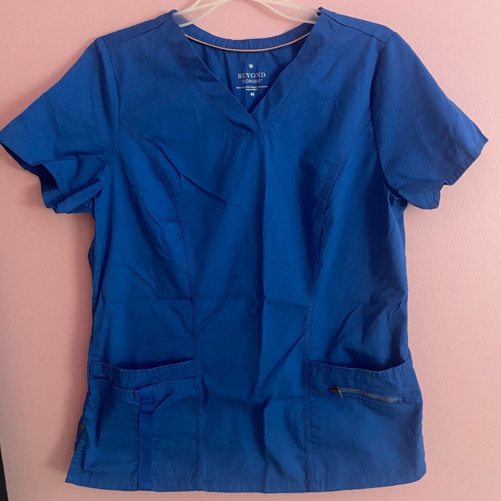 Beyond Scrubs - Electric Blue - MEDIUM TOP / SMALL BOTTOMS (flare)